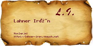 Lahner Irén névjegykártya